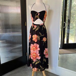 Reformation Floral Addie Dress Cut Out Midi Dress Halter 4